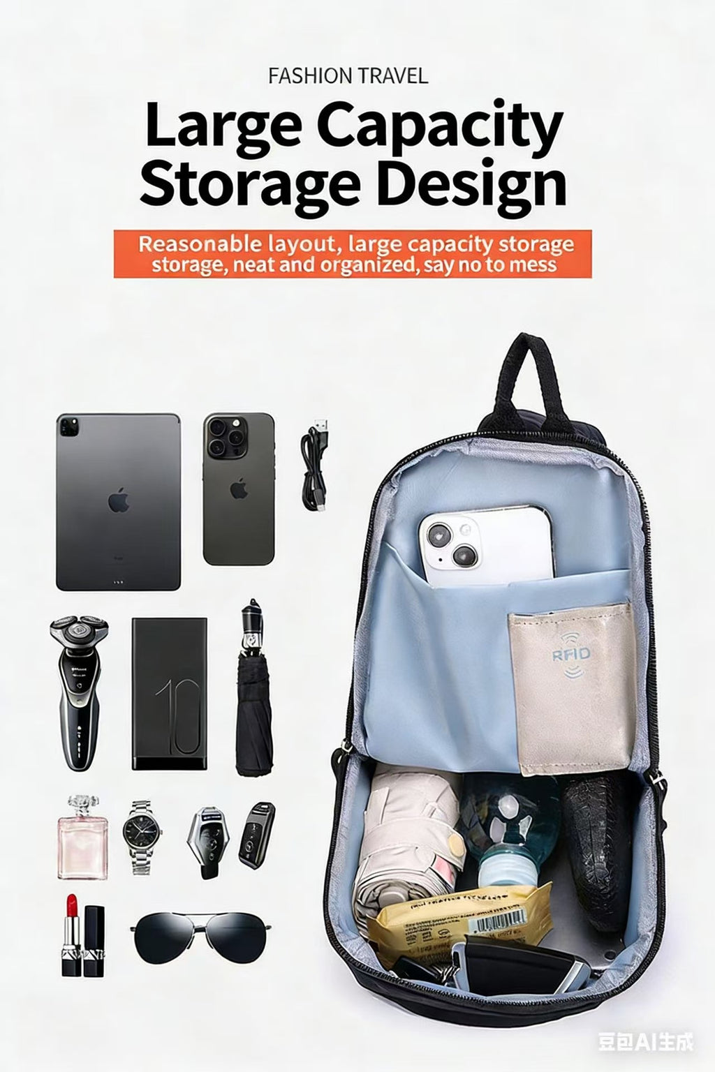 Unisex Crossbody Bag – Multi-Pocket Everyday Sling Bag with RFID Blocking