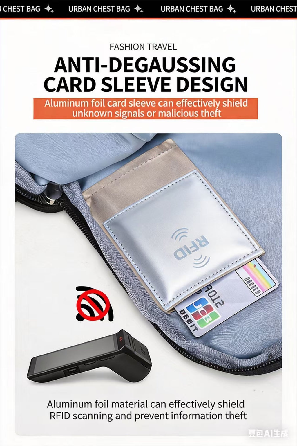 Unisex Crossbody Bag – Multi-Pocket Everyday Sling Bag with RFID Blocking