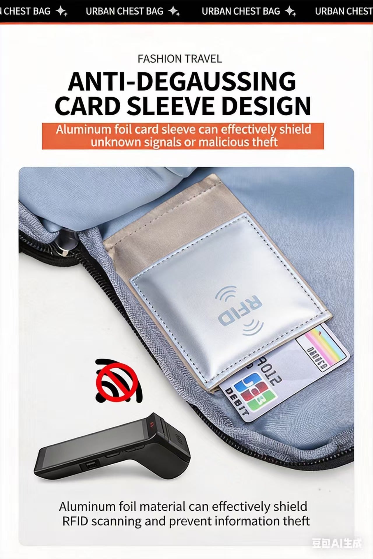 Unisex Crossbody Bag – Multi-Pocket Everyday Sling Bag with RFID Blocking