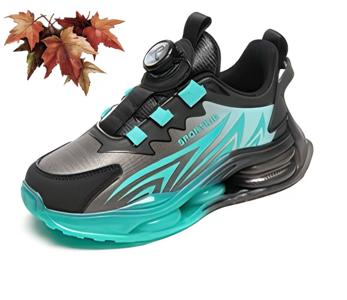 Teen Athletic Sneakers with Rotary Button Closure – Water-Resistant, Windproof, High-Elastic Comfort