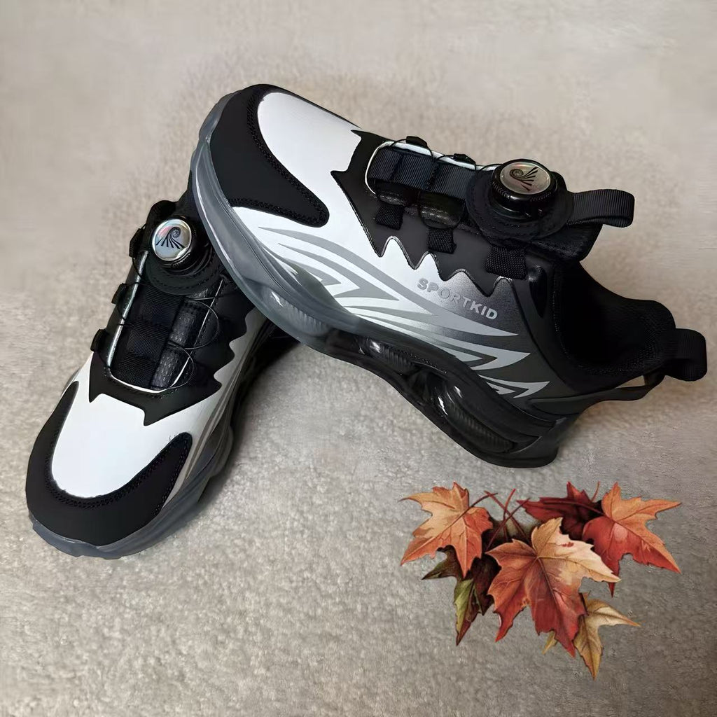 Teen Athletic Sneakers with Rotary Button Closure – Water-Resistant, Windproof, High-Elastic Comfort