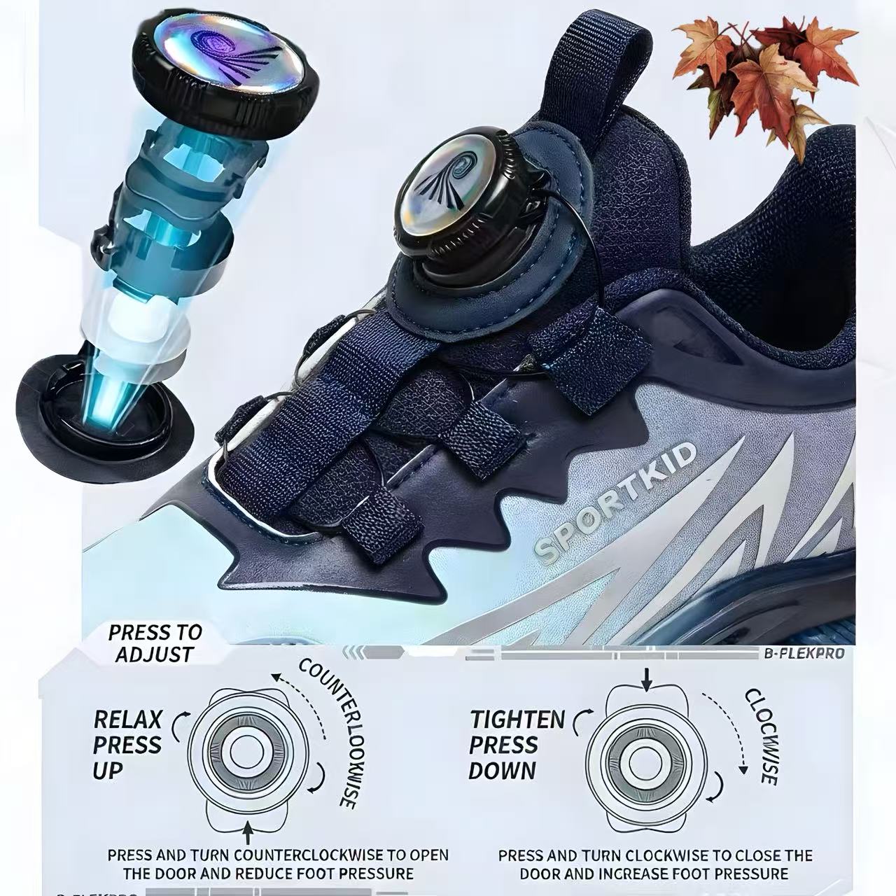 Teen Athletic Sneakers with Rotary Button Closure – Water-Resistant, Windproof, High-Elastic Comfort