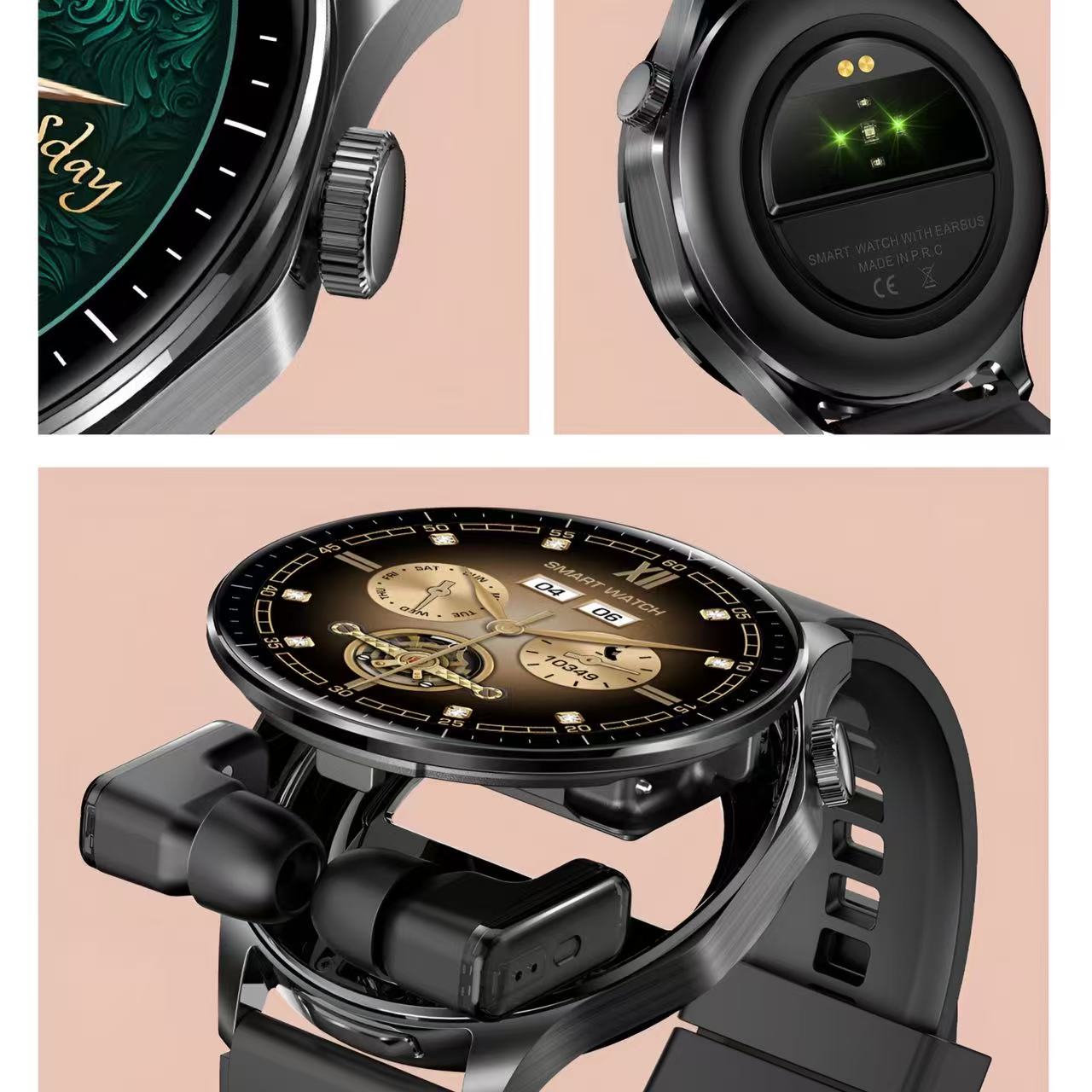 2-in-1 Smartwatch with Wireless Earbuds, Bluetooth Calling Smart Watch, Fitness Tracker, HD Touchscreen, Heart Rate & Sleep Monitor