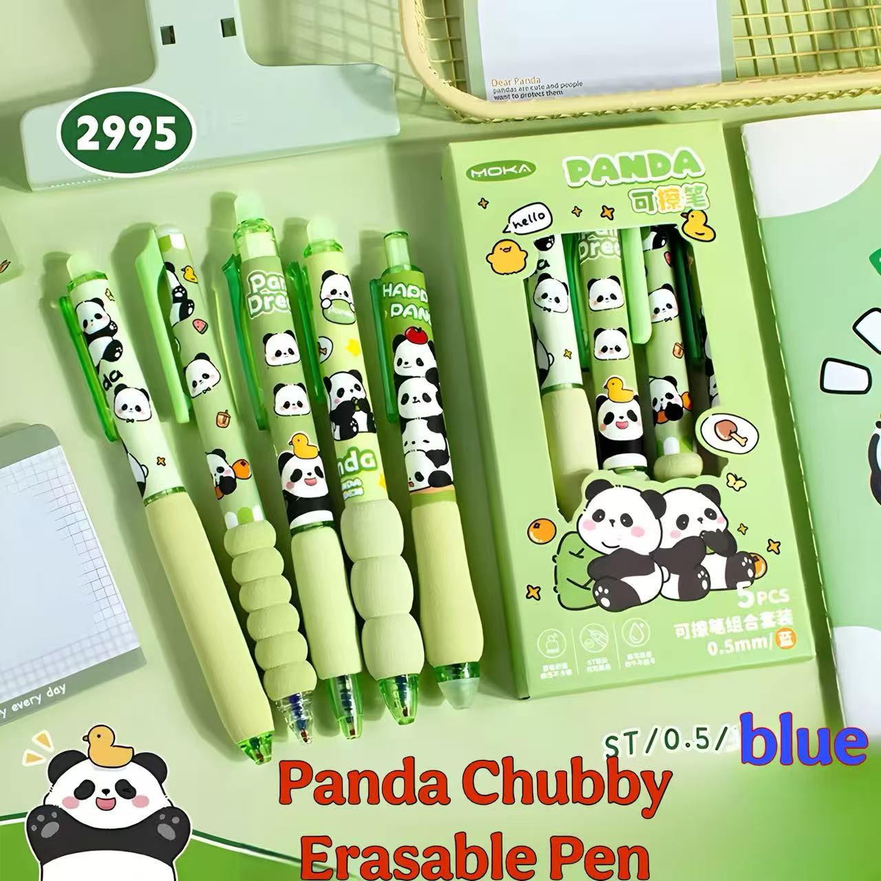 5/Cute Cartoon Soft-Grip Erasable Gel Pen Set, Quick-Drying Black Ink, Comfortable Grip, Color Gift Box, Office & School Supplies, Gift for Students