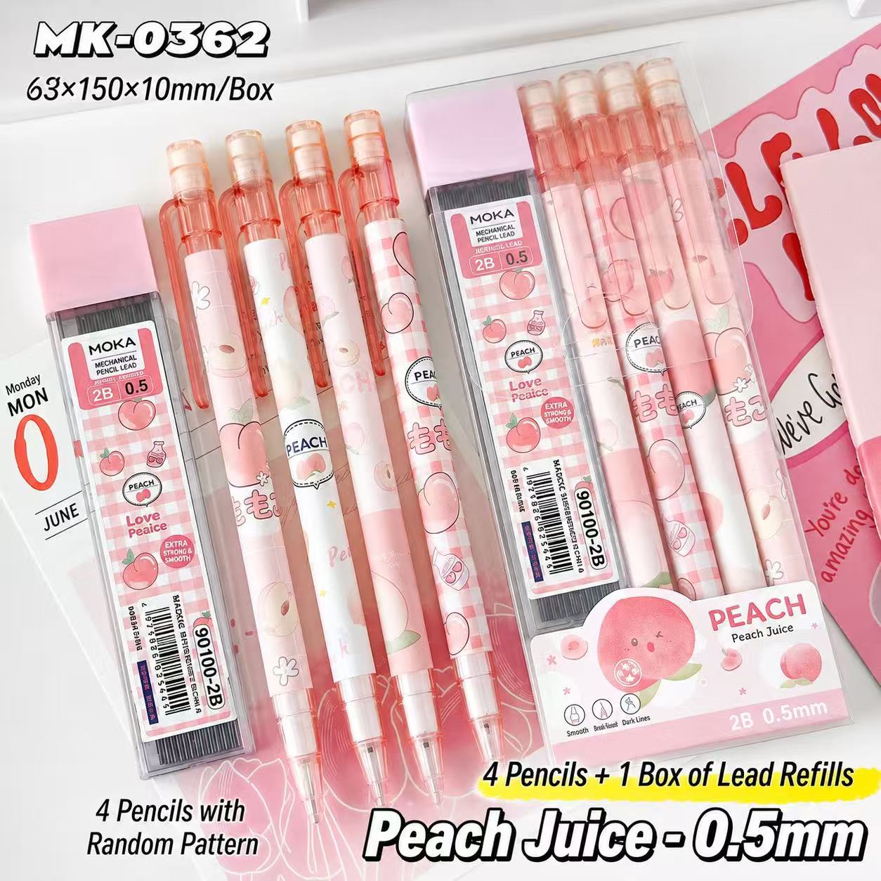 Cute 4-Pack Mechanical Pencil Set with HB Lead Refills, Automatic Pencils for Writing, Drawing, Sketching, Office, School Supplies & Student Gifts