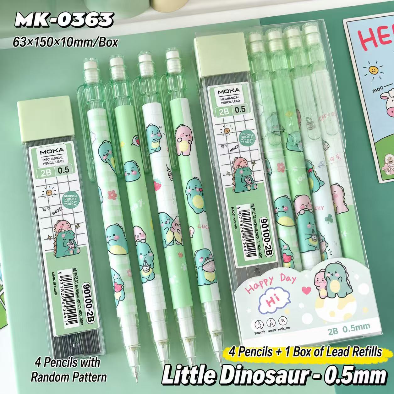 Cute 4-Pack Mechanical Pencil Set with HB Lead Refills, Automatic Pencils for Writing, Drawing, Sketching, Office, School Supplies & Student Gifts