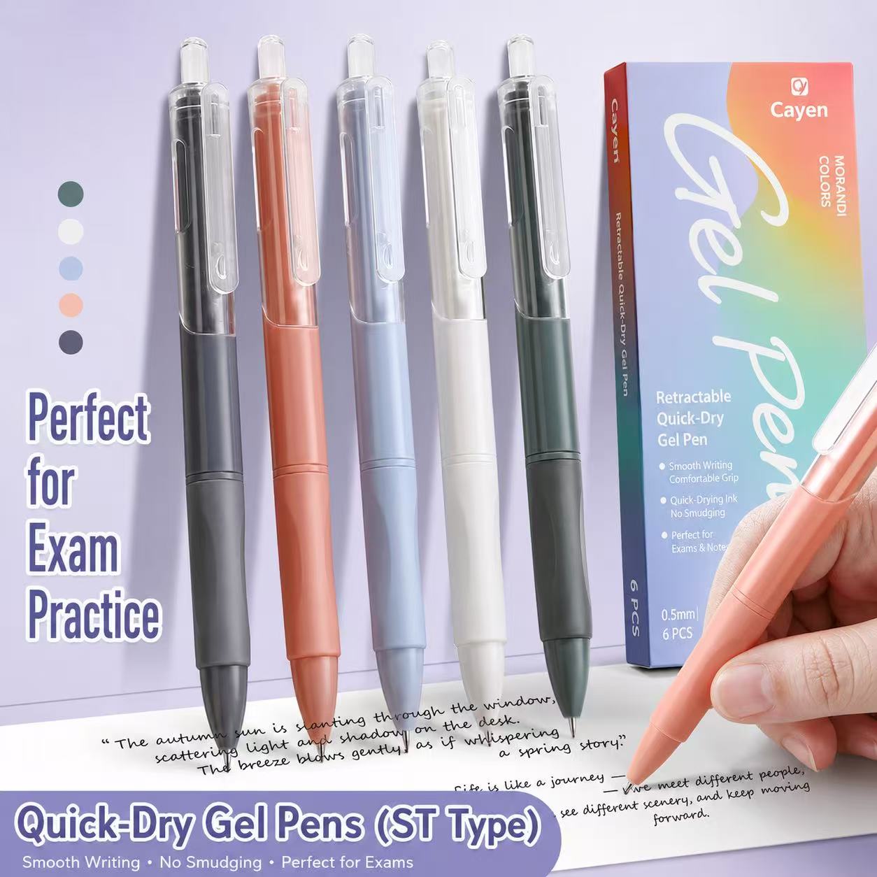 Back-to-school season: 0.5mm high-quality, stylish pen set; ST tip, push-button operation, attractive neutral pen; lightweight, posture-correcting silicone grip; quick-drying writing; perfect for school, office, journaling, and as a gift.