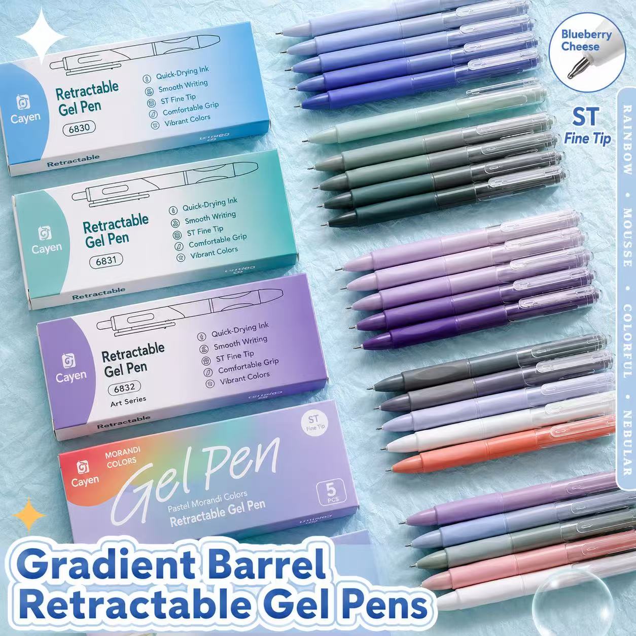 Back-to-school season: 0.5mm high-quality, stylish pen set; ST tip, push-button operation, attractive neutral pen; lightweight, posture-correcting silicone grip; quick-drying writing; perfect for school, office, journaling, and as a gift.