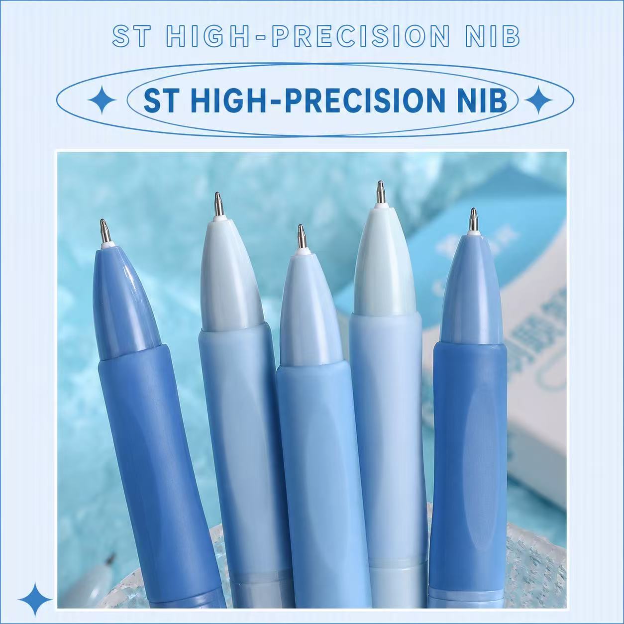Back-to-school season: 0.5mm high-quality, stylish pen set; ST tip, push-button operation, attractive neutral pen; lightweight, posture-correcting silicone grip; quick-drying writing; perfect for school, office, journaling, and as a gift.