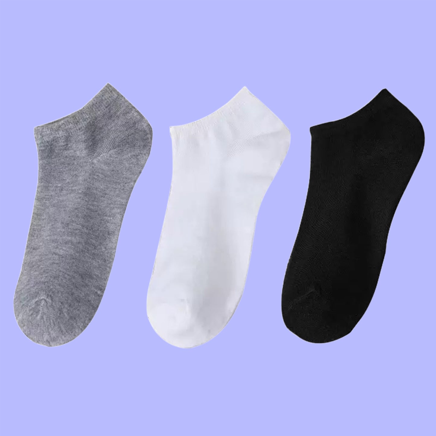 Unisex Cotton No Show Ankle Socks – Breathable, Soft & Comfortable, Black/White/Grey