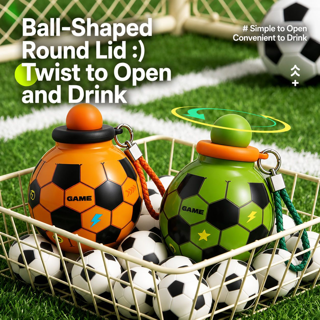Soccer Ball Sports Water Bottle for Kids
