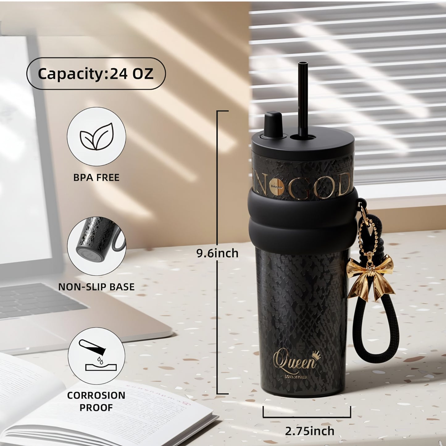 710ML Stainless Steel Tumbler with Straw