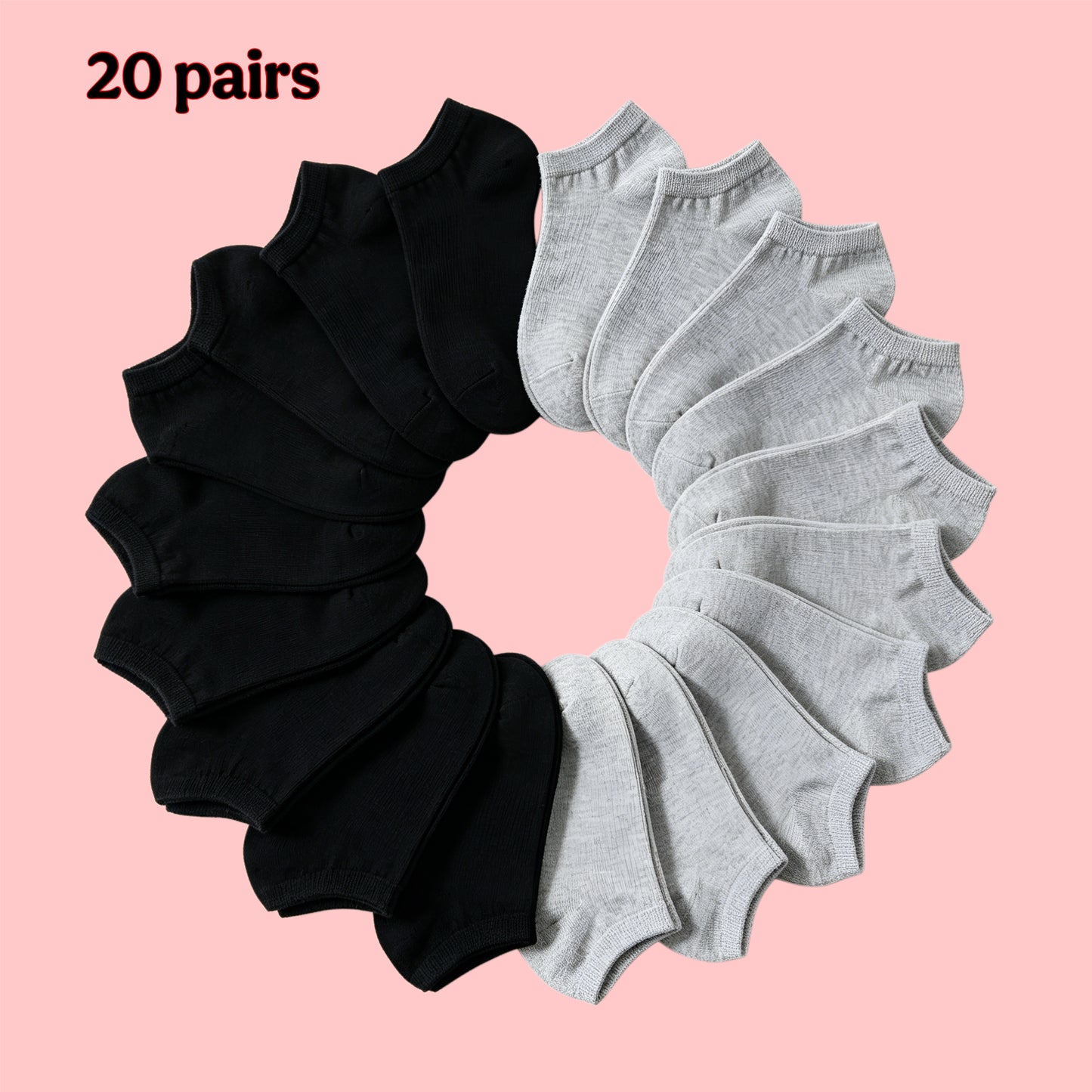 Unisex Cotton No Show Ankle Socks – Breathable, Soft & Comfortable, Black/White/Grey