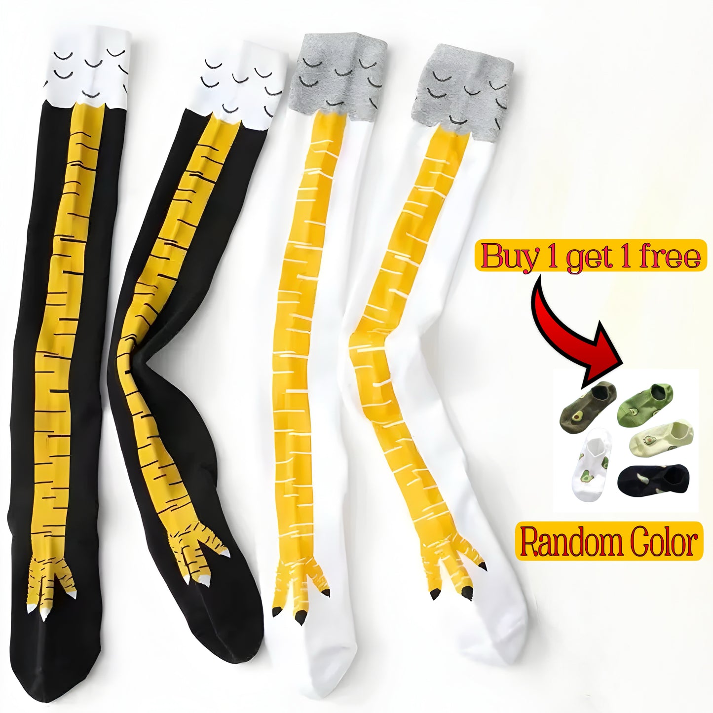 2 Pairs of Funny Cartoon Chicken Feet Socks