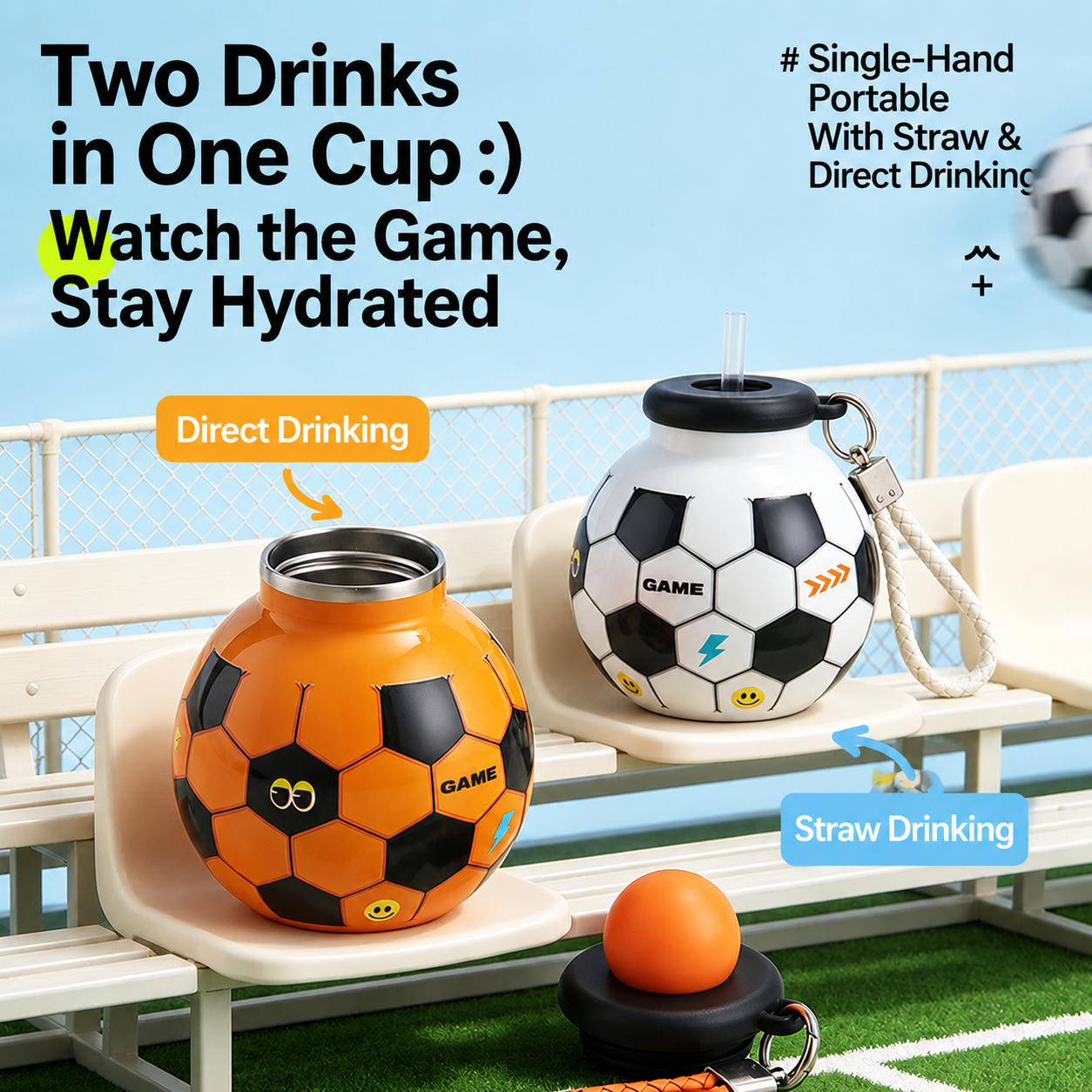 Soccer Ball Sports Water Bottle for Kids